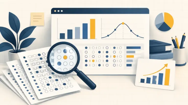 Item analysis dashboard with exam response charts
